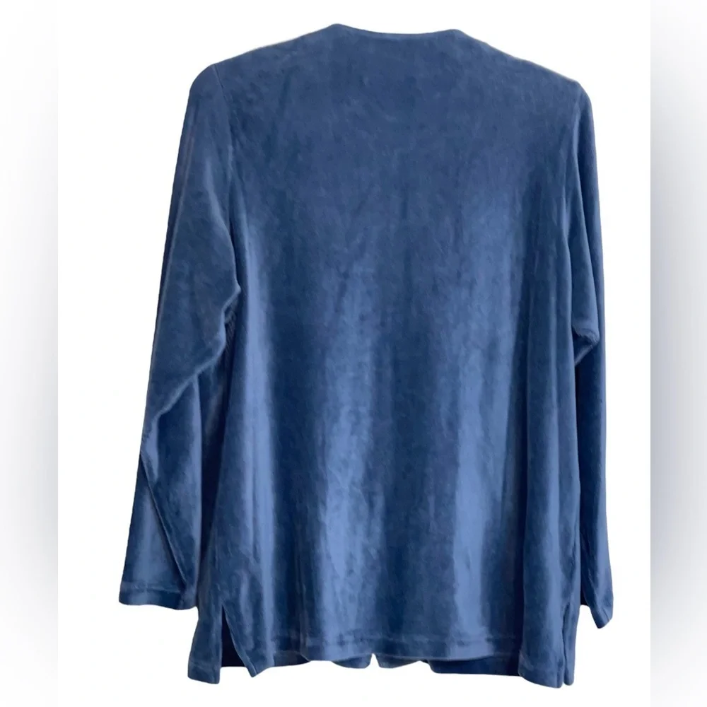 NWT C D  Daniels full zip, long sleeve velour jacket. Size 1X Teal Blue color. - Picture 4 of 7